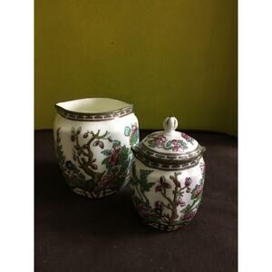 VINTAGE Coalport CHINA Indian SUMMER Pattern SET OF 2 Creamers SMALL Lid LG Open